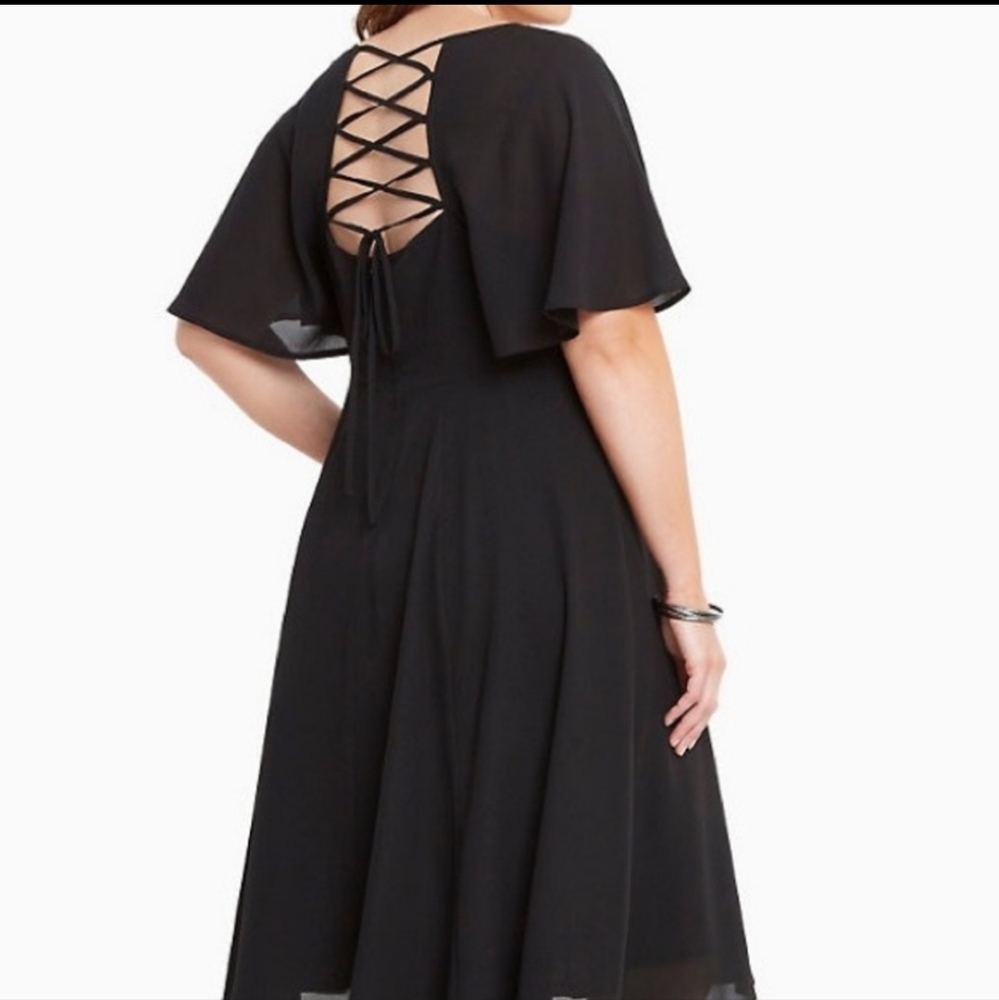 Black Lace Up Back Dress